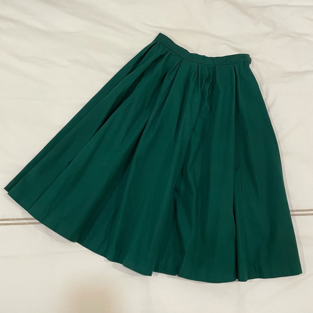 Green Vintage Miss Pat Pleated Circle Skirt